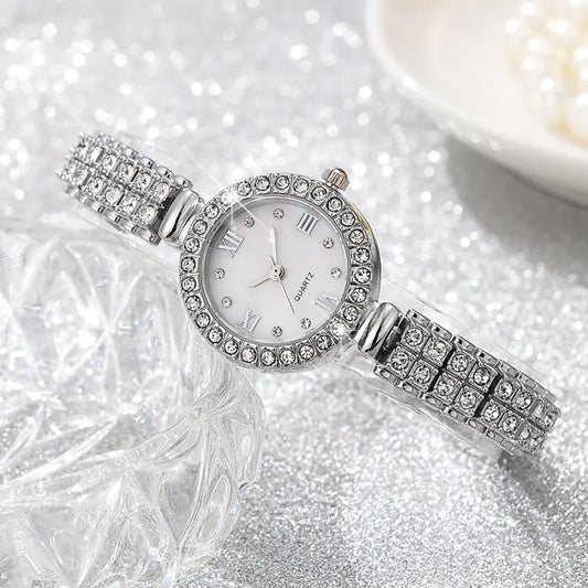 Elegant Ladies Quartz Alloy Watch Set