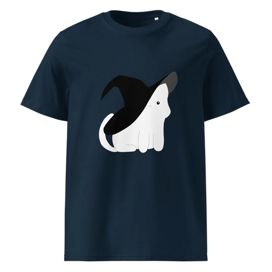 Unisex Organic Ribbed Neck T-Shirt | Halloween Witch Cat