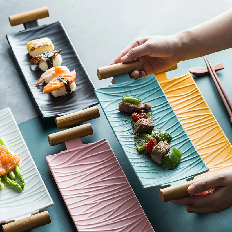 Binaural Sushi Cooking Plate - Creative Rectangular Design