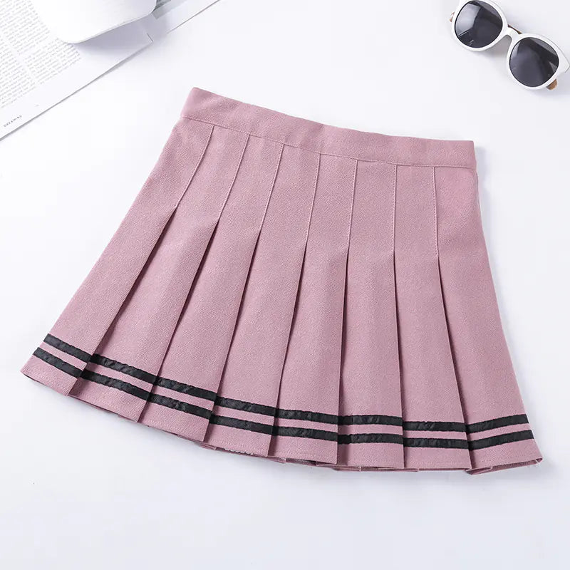 Fashionable High-Waist Striped Skirt