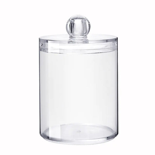 Crystal Round Cotton Swab Storage Box - Transparent Case