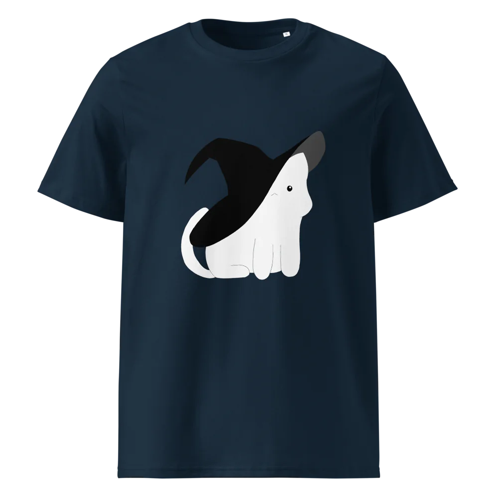 Unisex Organic Ribbed Neck T-Shirt | Halloween Witch Cat