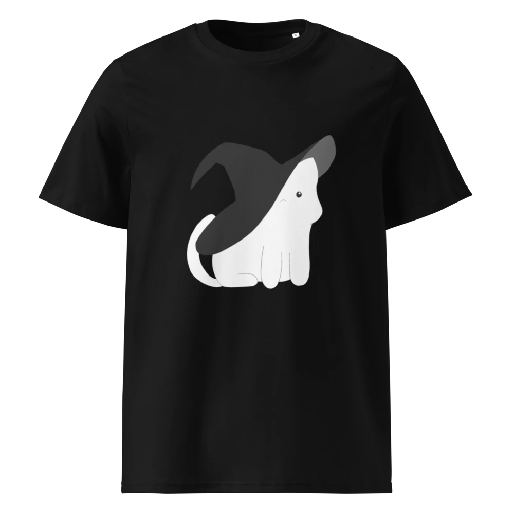 Unisex Organic Ribbed Neck T-Shirt | Halloween Witch Cat