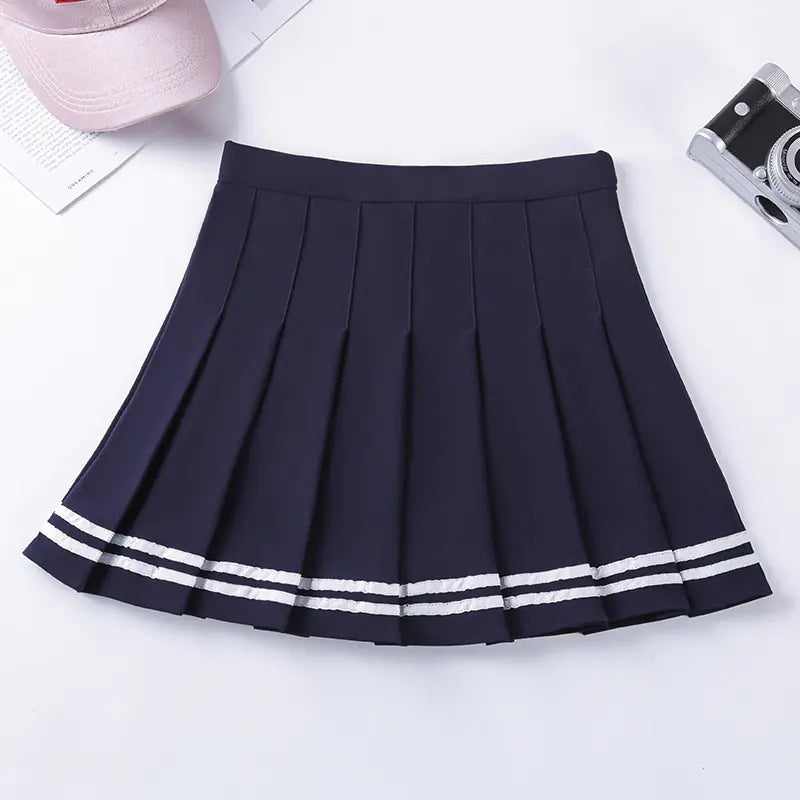 Fashionable High-Waist Striped Skirt