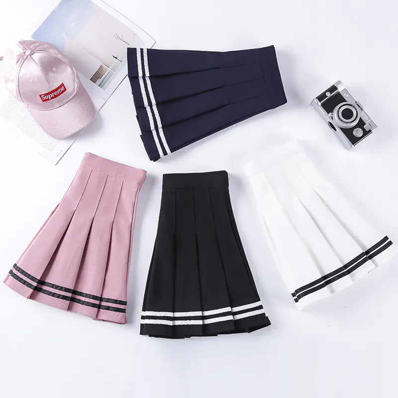 Fashionable High-Waist Striped Skirt