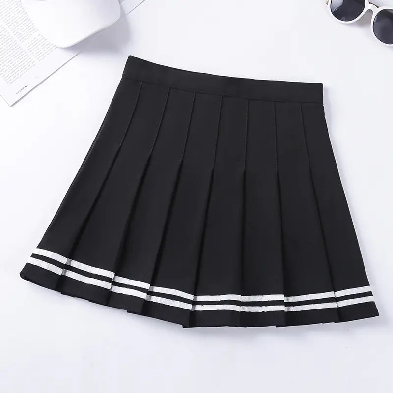 Fashionable High-Waist Striped Skirt