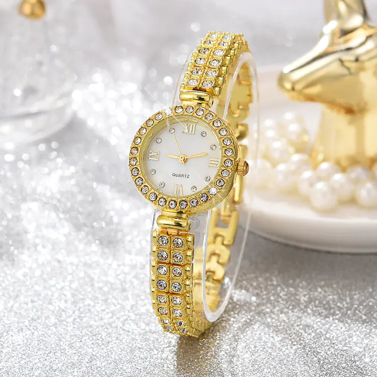 Elegant Ladies Quartz Alloy Watch Set