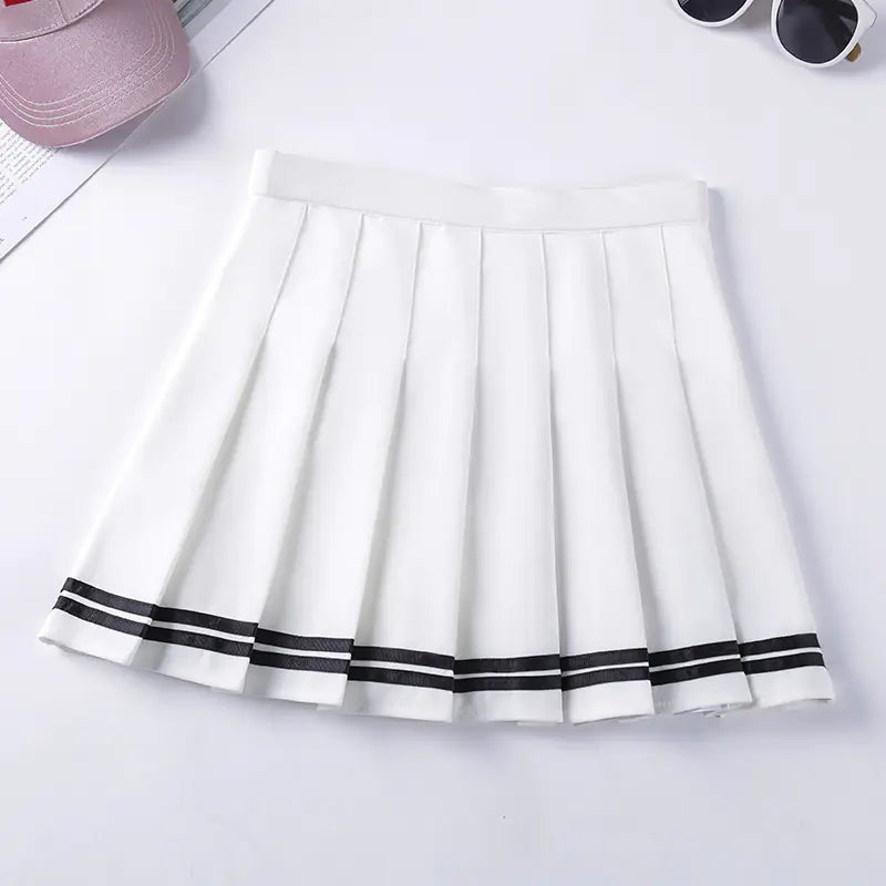 Fashionable High-Waist Striped Skirt